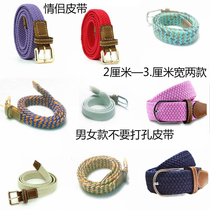 Male and female woven canvas belt male casual 100 lap pants with female student strap tightness elastic needle buckle fine Korean version