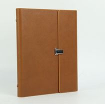 High-end business gift three-fold leather notebook 6-hole binder notepad magnetic buckle leather notebook