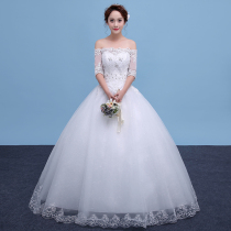 Wedding dress 2021 new one-shoulder Bride wedding dress in sleeve wedding dress size tailed light wedding dress