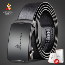 Scarecrow belt male leather automatic buckle young student simple belt head layer cowhide young man Belt