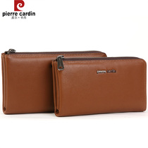 Pierre Cardin mens handbag new head layer cowhide clutch bag hipster mens large capacity leather clutch bag