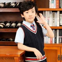 Childrens clothing Boys spring and autumn British college style students school uniform class clothes Winter clothes Pure cotton vest Children sweater vest