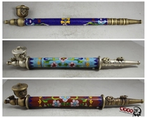 Antique antique film and television props antique old smoker cigarette Rod cigarette bag cloisonne cigarette set opium retro cigarette mouth