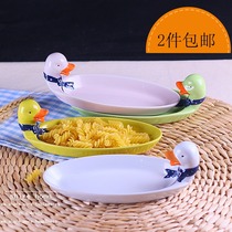 Creative duck plate Childrens plate KTV fries plate Chicken wings snack plate Cartoon snack plate Characteristic ceramic tableware