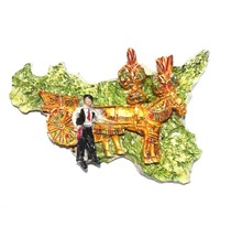 Italian tourism culture creative commemorative gift boutique resin handmade refrigerator stickers Sicilian Flower Carriage
