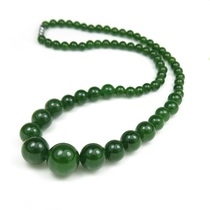 Xinjiang Hetian jade Jasper necklace round beads fashion spinach green necklace tower beads female pendant limited-time special offer