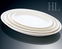 Pure white ceramic tableware restaurant home hotel western food special dish hot dish Chinese food western egg-shaped rope edge fish dish