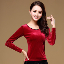 Square dance clothing new long sleeve jacket autumn and winter warm Korean gold velvet dance clothing Latin dance practice clothes