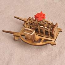 Wooden unicycle model log simulation hand push unicycle model toy batch decorative crafts ornaments