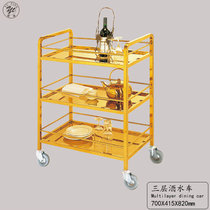 Okiosk Thickened Stainless Steel Titanium Gold Round Wine Water Tankers Hotel Service Trolleys Restaurants Deliver Dining Car Tea Water Tankers