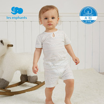 Li baby room baby clothes Baby one-piece two-piece buckle short-sleeved underwear set Mens and womens summer thin underwear set