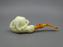 Turkish Servi sepiolite pipe in large dragon claw egg SRV-ML0017