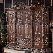 European-style wardrobe French luxury solid wood wardrobe customization European-style pure solid wood three four five-door large wardrobe special offer