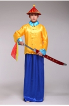 The Qing dynasty personal bodyguard officers serving guards qing bing costume ya yi guard Film and Television Costume yellow jacket