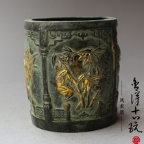 Chede brass antique pure copper plum orchid bamboo chrysanthemum pen holder Office articles household decoration business gifts