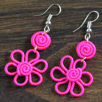 Handmade colorful thread earrings handmade earrings wire earrings jewelry Yunnan ethnic style small jewelry Special