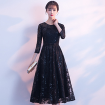 Black evening dress dress 2021 new summer thin dinner noble elegant host dress female mid-long party