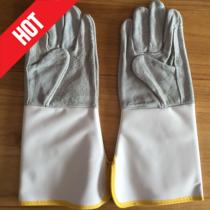 Hot-selling second layer of cow leather canvas large sleeve cutting welding gloves for labor gloves