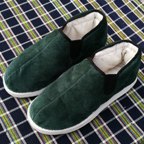 Pure handmade womens cotton shoes thick and warm in winter pure cotton green Wick streak traditional cotton boots