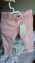 Arrived Spain ZARA childrens clothing new female treasure pink carveless belt trousers 5854 552