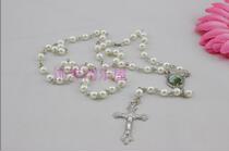 New Italian supplies Rose long Christian Rosary cross pearl Catholic Rosary