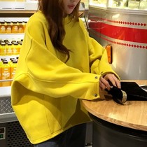 On the same day the South Korean super good texture simple loose fan personality chicken yellow profile sweater CH779