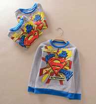 Foreign Trade Exports Old Childrens Superman Boy Pure Cotton Round Sweater Casual Costume Sweater