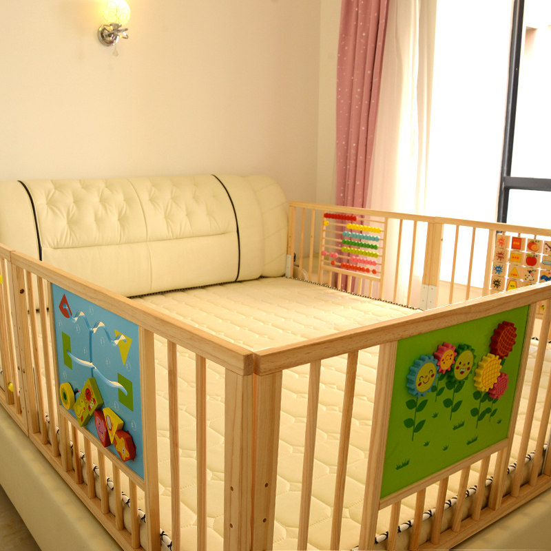 实木无漆婴幼儿童宝宝玩具围栏1.5-1.8米-2米床边护栏通用大床挡