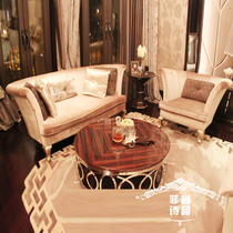 Post-modern living room sofa solid wood leisure sofa combination sofa 1 3 sofa Vanke model room furniture