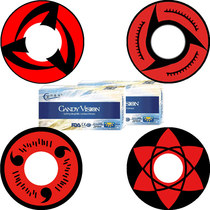 Anime cosplay write wheel eye back kaleidoscope red vampire Naruto manga eye contact lens KW