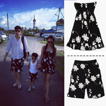 2021 Summer South Korea Beach Parent-Child Dress A family of three summer clothes seaside breast breast mother dress father and son beach shorts