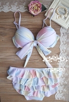 Mermaid Princess shell gradient split high waist Conservative belly steel support Japanese sweet bikini womens swimwear