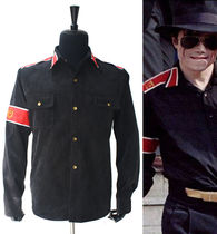 ★MJ★Michael Jackson Costume Epaulette CTE Anti-war Black Shirt Shirt (thickened corduroy)