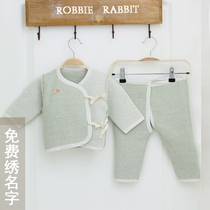 Rabbit Robbie baby split baby climbing suit jacket cotton lace-up warm autumn and winter long sleeves 0-12 months