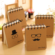 New Korean stationery Gentleman Mr beard upside down coil notebook Notepad Kraft paper small book