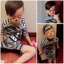 Childrens swimsuit boys Korean baby baby zebra stripes sunscreen vacation quick-drying surf suit tide swimming trunks