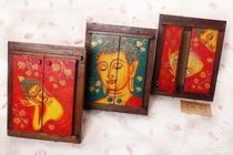 5x7 painted Buddha head open Thai wood crafts creative photo frame makeup mirror really happy new product recommendation
