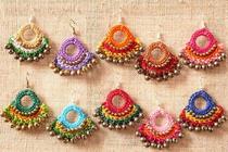 Hollow fan wax rope copper bell earrings national jewelry Jewelry earrings Thai personality creative jewelry