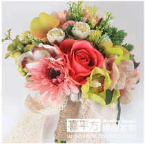 (Hi square) Pastoral style gemstone lotus hand flower wedding wedding hand flower high-end bridal bridesmaid hand flower