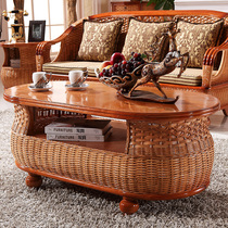 Rattan wood coffee table corner Rattan sofa matching coffee table Elliptical coffee table corner