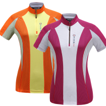 Outdoor womens short-sleeved quick-drying T-shirt stand-neck UV-resistant breathable hiking mountaineering clothing color summer thin model