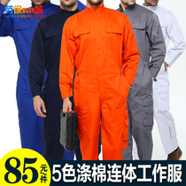 One-piece work clothes Mens long-sleeved labor protection clothing One-piece clothing spray paint dust-proof and anti-fouling clothing Large size auto repair protective clothing