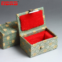 Jinshi Yinfang Handmade Chapters Brocade Antique Canvas Red Fleece Sponge Inside Sheet Tube Antique Stone Storage Gift Box Wholesale Printing Box