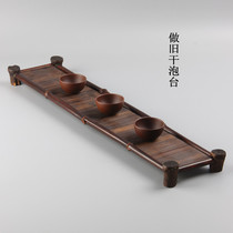 Making old bamboo steak tea tray cup pad and tea tray tea utensil storage rack tea cup rack pot cushion purple bamboo dry brewing table