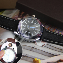 Watch rechargeable lighter windproof creative personality USB electronic cigarette lighter metal mens watch lighter trendy women