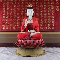 19 inch red Guanyin Bodhisattva statue Guanyin Bodhisattva Buddha White marble Seiko color high-grade Buddha ornaments