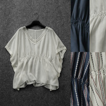 S030A 0524 delicate lace hook flower splicing a piece of tightness high waist V collar jacket head shirt