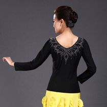 Long sleeve modern dance ballroom dance National standard dance Latin dance top 3362 hot diamonds