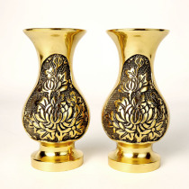 Bronze vase for Buddha pure bronze Buddha word peony vase water bottle Buddha Buddha furniture Buddha temple furnishings