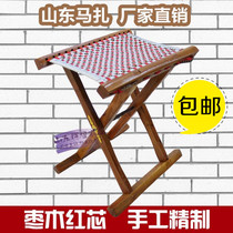 Solid wood Jujube wooden horse tie Shandong Jujube red core horse tie fishing outdoor portable folding pony tie stool